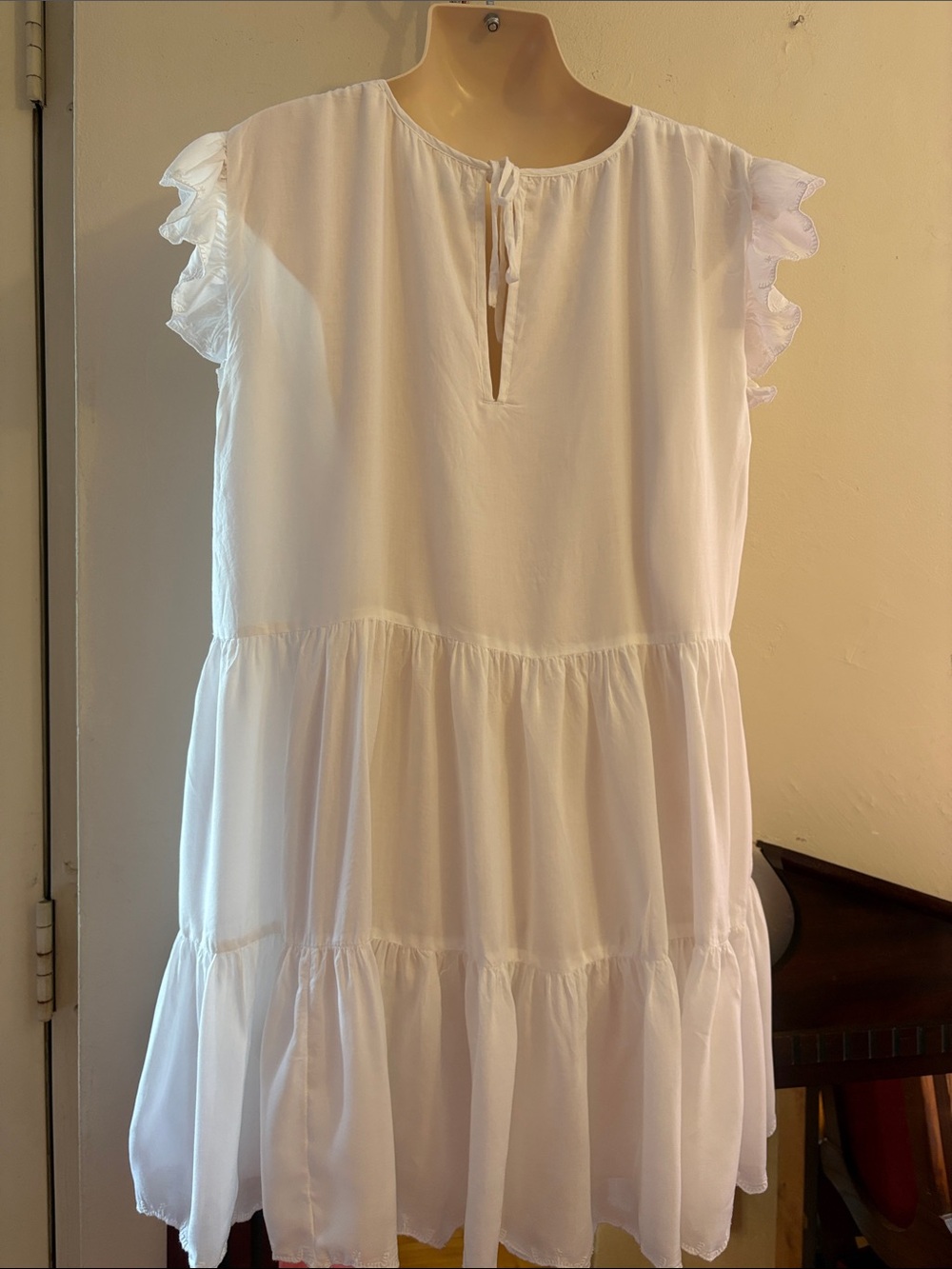 Wilfred White Tiered Ruffle Mini Dress. Modal - Picture 2 of 9